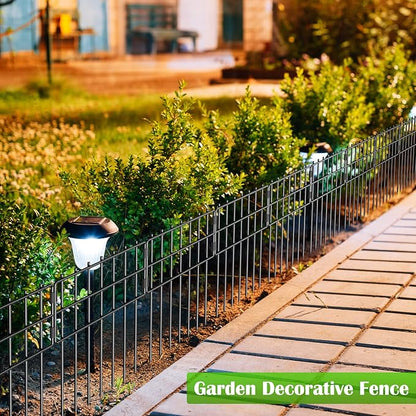 10 Pack Animal Barrier Fence, 17 in(H) X 10 Ft(L) No Dig Garden Decorative Fencing, Rustproof Metal Wire Panel Garden Fence Border for Dog Rabbits Ground Stakes Fence and Outdoor Landscape Yard