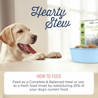 Side by Side Beef & Salmon Stew - Neutral Wet Dog Food & Dog Food Topper for All Breeds - Made with Nutrients & Whole Raw Ingredients - No Artificial Additives or Fillers - USA Made (12.5 oz, 3-Pack)
