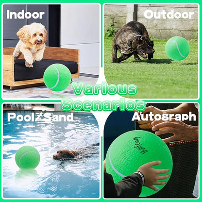 Large Dog Tennis Ball,9.5" Giant Doy Sport Ball Toy,Pet Birthday Present Interactive Dog Toys for Small Medium Large Dog (Green)