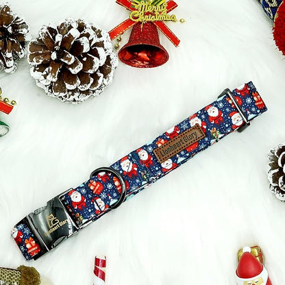 Lionheart glory Christmas Dog Collar Santa Print Collars Soft Durable Adjustable Dog Collars for Small Dogs Pet Gift Female or Male Dog Collar Fall Holiday Collar Dog