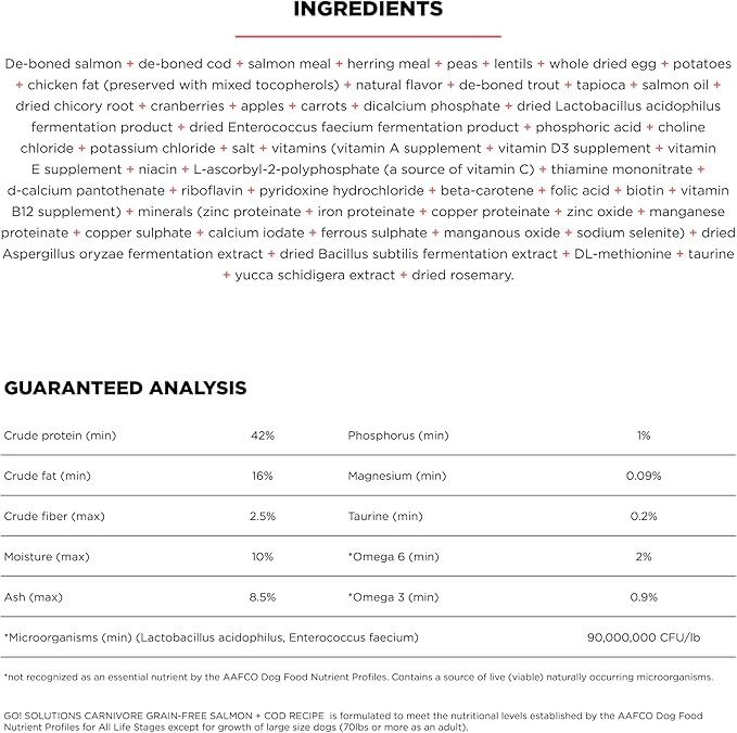 Go! Solutions Carnivore, Grain-Free, Protein Rich Dry Cat Food, Salmon and Cod Recipe, 8 lb Bag