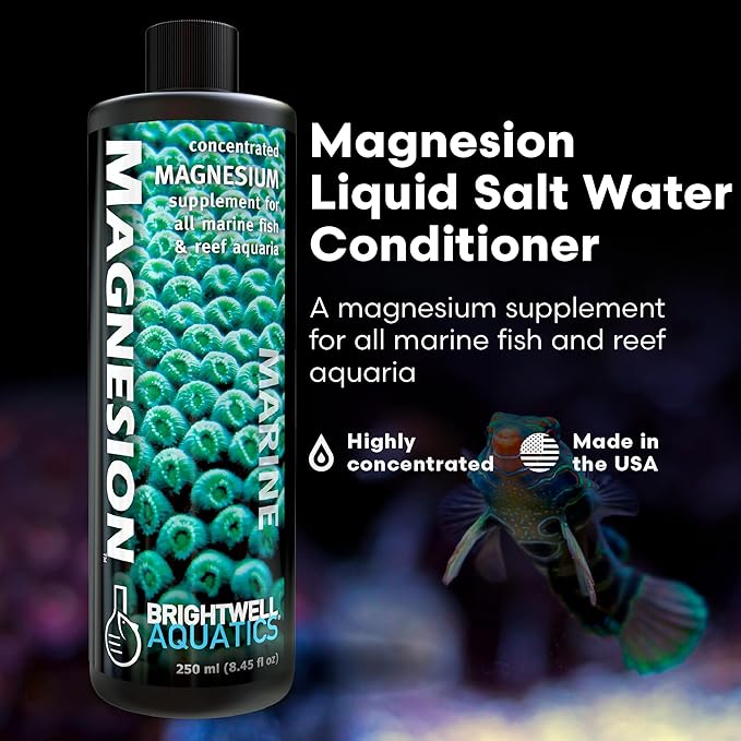 Brightwell Aquatics Magnesion Liquid Salt Water Conditioner - Concentrated Magnesium Supplement For Reef and Marine Aquariums, 8.45 fl oz
