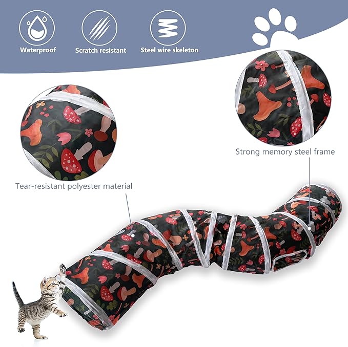 Sheldamy Cat Tunnel, S-2-Way Cat Tunnels for Indoor Cats, Collapsible Cat Play Tunnel, Interactive Toy Maze Cat House for Cats, Puppy, Kitty, Kitten, Rabbit