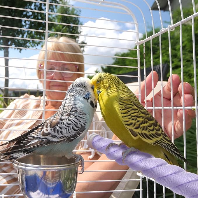 2-Pack Rope Perches for Bird Cages, 31.5 in Length Comfort Grip Flexible Rope Perch Beak & Paw Grinding for Parrots/Cockatiels/Parakeets, Bird Platform Sand [Purple]