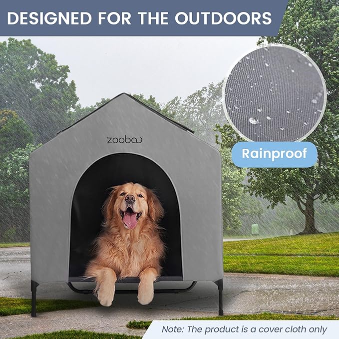 42 Durable Dog House Cover - Waterproof & UV-Resistant 600D Oxford Fabric Canopy for Outdoor Kennels - Cover Only, Fits 36"x30"x44" Houses - Protective Large Breed Shelter Top - Cool Grey