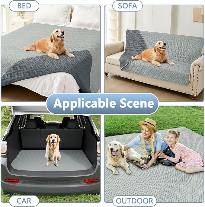 hyha Waterproof Dog Blanket, Soft Dog Bed Cover Pet Blankets, Waterproof Sofa Couch Cover for Dogs Washable, Reversible Pet Couch Covers for Sofa Furniture (52x82 Inch, Grey/Dark Grey)