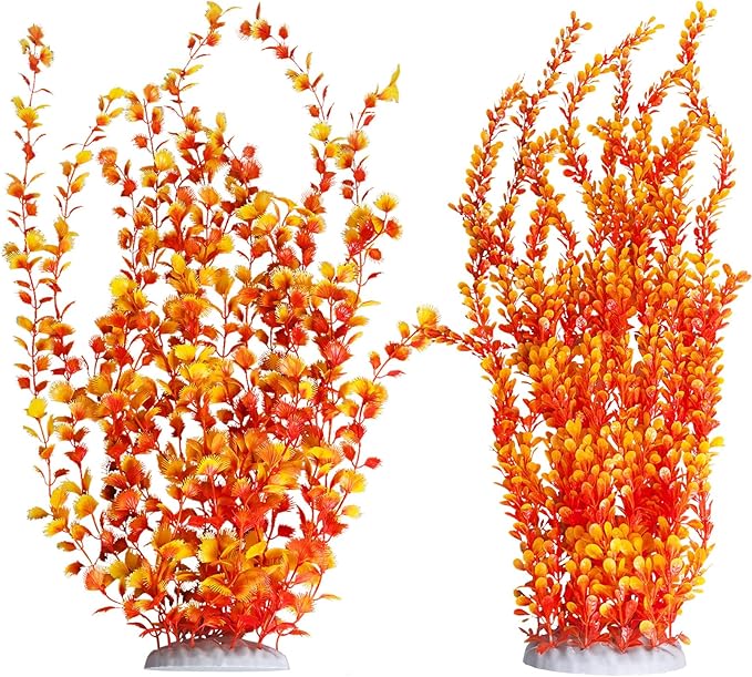 Hamiledyi Aquarium Plastic Plants Aquarium Decor Artificial Fish Tank Plants,Tall Fish Tank Decorations, Extra Large Aquarium Plant 23.6-inch Tall,2PCSï¼_range Style Bï¼