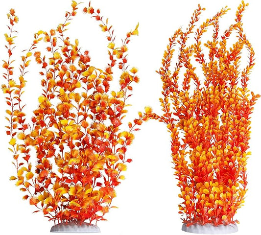 Hamiledyi Aquarium Plastic Plants Aquarium Decor Artificial Fish Tank Plants,Tall Fish Tank Decorations, Extra Large Aquarium Plant 23.6-inch Tall,2PCSï¼_range Style Bï¼