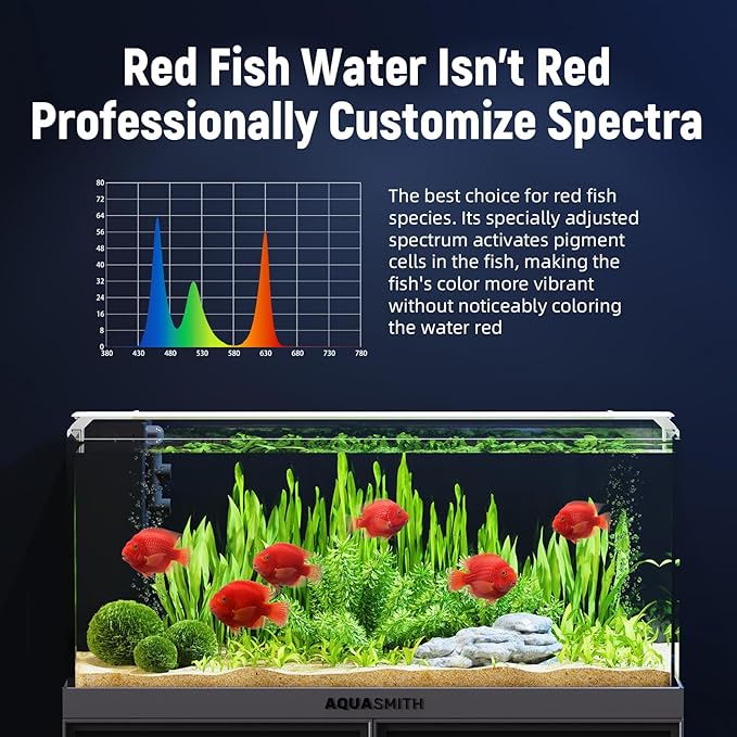 Aquarium Light,Fish More Red Water is Not,Specific Full Spectrum Fish Tank Light,Comes with Two Mounting Brackets, Timing Function, Memory Feature, Adjustable Brightness, IP68 (14IN)
