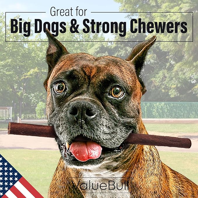 ValueBull USA Collagen Sticks for Dogs, 12 Inch Thick Chews, Natural Long-Lasting Dog Treats, 50 Count Bulk Pack - Promotes Joint, Skin & Coat Health with Glucosamine and Chondroitin