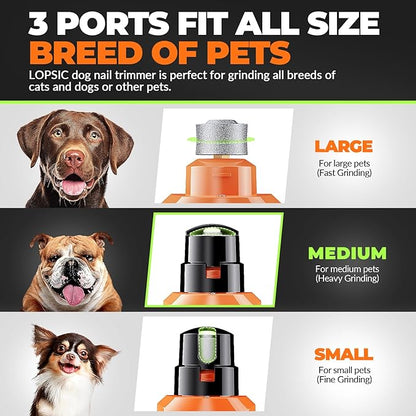 Dog Nail Grinder with 2 LED Lights Powerful 2 Speeds Super Quiet Dog Nail Trimmers with 3 Grinding Wheels Rechargeable Pet Dog Nail Clippers for Large Medium Puppy Dogs Dog Nail File Cat Nail Clipper