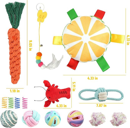 15 Pack Ferret Chew Toys and Accessories Ferret Bell Balls Squeaky Teething Pet Toys Ferret Plushies Sound Toy for Interactive Pet Ferret Cat Dog Small Animal