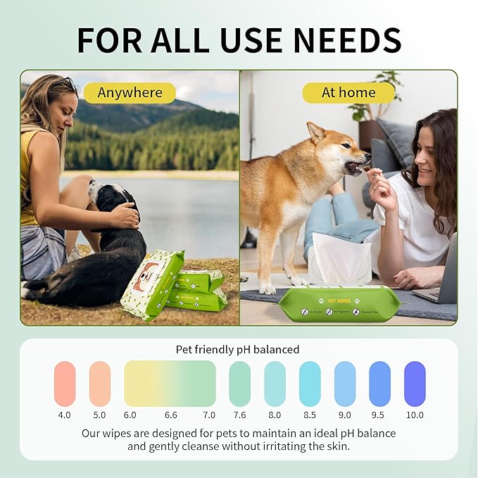 PET Wipes for Dogs & Cats, Cleaning and Hydrating, Unscented, for Paws, Body and Butt - Hypoallergenic & Vet Recommended, Safe for All Breeds, 80 Count