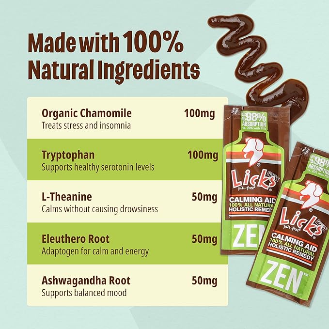 Licks Dog Zen Calming Aid Supplements - 15-use (Roasted Chicken Flavor)