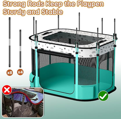 Portable Cat Playpen, 8-Rod Reinforced Kitten Dog Playpens, Foldable Play Pen for Indoor Cats Enclosed Pet Puppy Doggy Outdoor, Collapsible Tent Kennel Cage House(32"x24"x22")