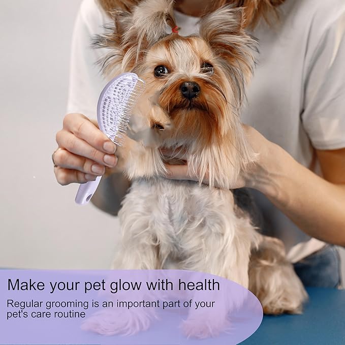 Eco-Friendly Detangling Pin Brush for Dogs and Cats | Ergonomic Handle Pet Brush for Wet or Dry Hair, Gentle Grooming Tool for Pets, Purple