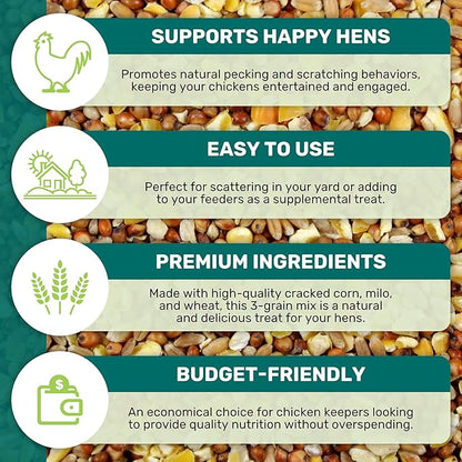 LEACH GRAIN & MILLING CO. Chicken Scratch 5 Lbs, Chicken Feed - High Protein and Fiber - Healthy Whole Grains - Supports Energy & Digestive Health, Natural Food and Supplies for Poultry