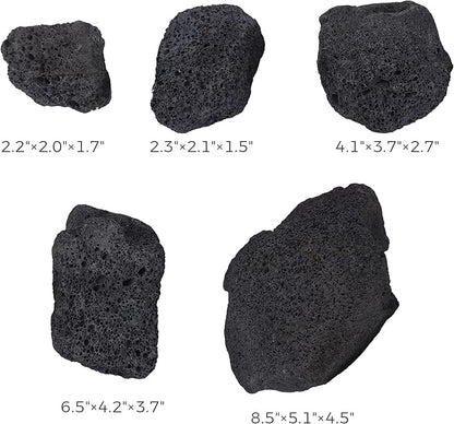 2-8 Inches Large Natural Black Lava Rock 5 PCS Aquarium Rocks for Aquascaping, Aquarium Landscaping, Terrariums, Fish Tank Decoration, Vivariums, Paludarium, Reptile and Amphibian Enclosures