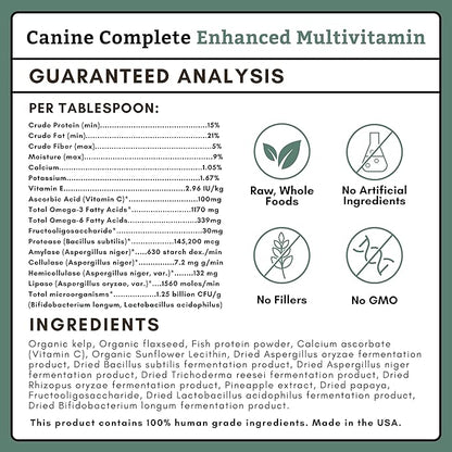 Wholistic Pet Organics Canine Complete - Dog Multivitamin Powder - 4 Lb - Daily Dog Vitamins and Supplements for Homemade Food - Immune System, Skin, Coat & Overall Health - Small and Large Breed