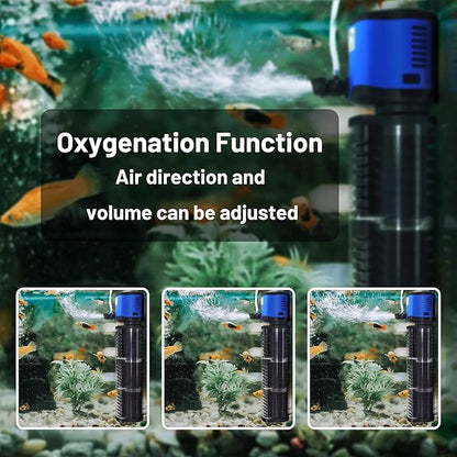 TARARIUM Aquarium Filter 400GPH for 55-200 Gallon Fish Tank, Biochemical Quiet Submersible Internal Powerful Pump Air Supply, Wave Maker 4 in 1, Small Ponds, Saltwater & Freshwater Crystal Clear