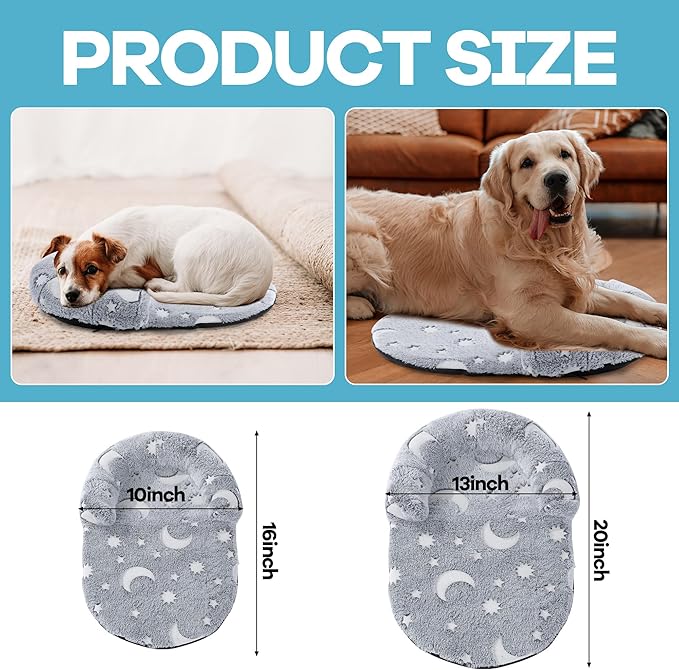 MABOZOO Dog Bolster Pillow, Glow in The Dark Dog Calming Pillow Dog Neck Pillow with Washable Cover, Dog Bed Pillow Pet Pillow for Large, Medium Dog & Cat (20 * 13 in)