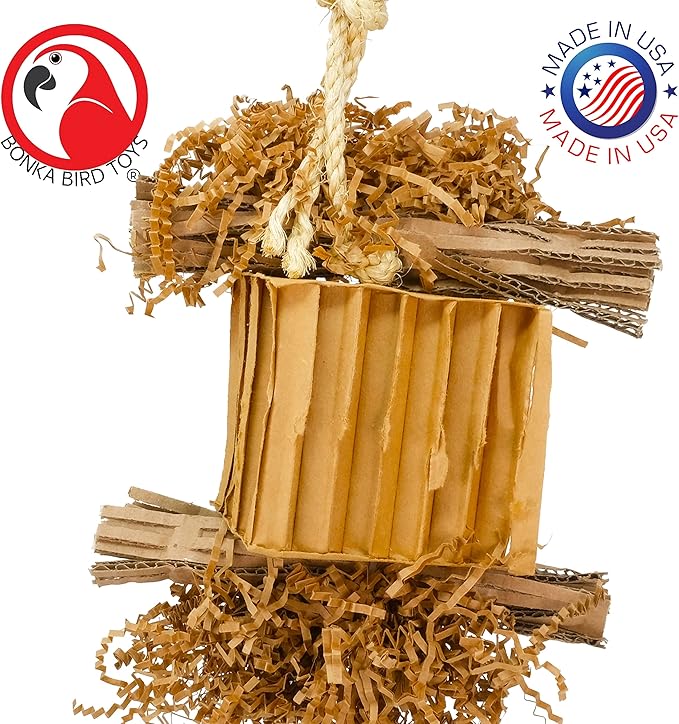 Bonka Bird Toys 3753 Natural Shreddy Eddy Medium to Large Parrot Toy Good Conure African Grey, Conures, Amazons, Small Cockatoos, and similarly Sized pet Birds for Chewy Foraging Fun.