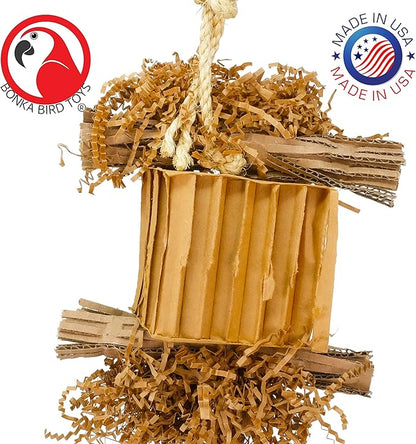 Bonka Bird Toys 3753 Natural Shreddy Eddy Medium to Large Parrot Toy Good Conure African Grey, Conures, Amazons, Small Cockatoos, and similarly Sized pet Birds for Chewy Foraging Fun.