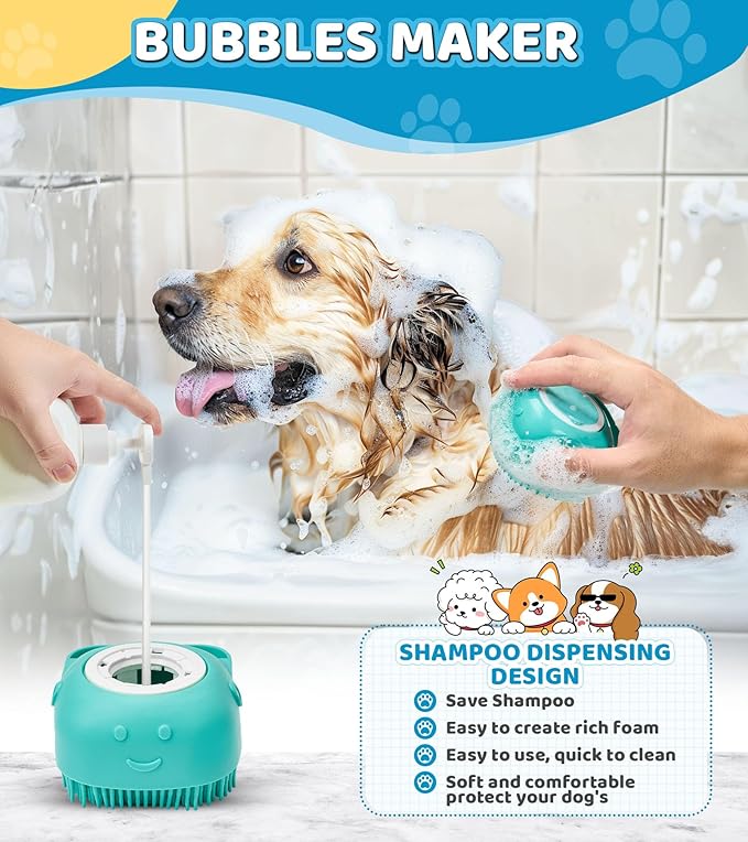 4 Pack Dog Bath Brush  Soft Silicone Pet Shampoo Brush for Dog & Cat Grooming, Massage & Cleaning  Gentle Scrubber for Bathing and Deshedding