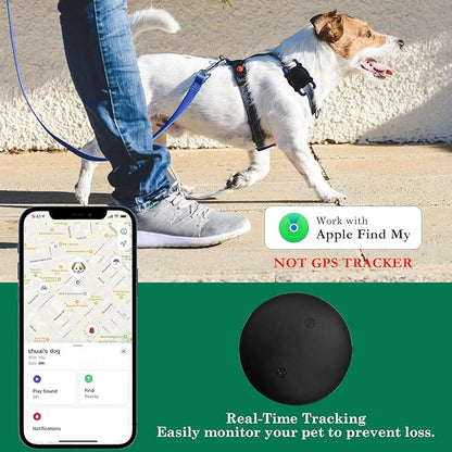 Dog Tracker, Pet Location Tracker with Collar Holder for Dogs, Item Finder MFi Certificated Tracking Device, No Monthly Fee, Works with iOS Find My (Black and Blue)