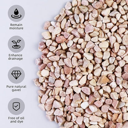 5lb Polished Pebbles Pea Silica Gravel River Rocks,Decorative Silica Gravel Ideal for Fish Tank, Vases, Succulents, Home Decor and Garden Landscaping, Peach Silica Gravel