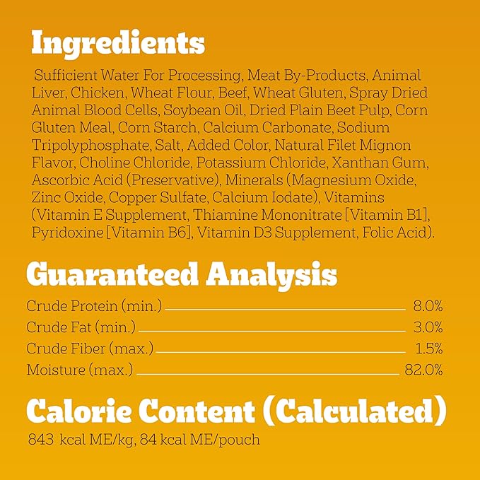 Pedigree Choice Cuts In Gravy Adult Soft Wet Dog Food, Filet Mignon Flavor, 3.5 oz Pouches (16 Count)