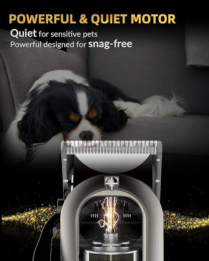 E-Hunter Professional Dog Clippers Cordless Rechargeable - Pet Grooming Kit with 8 Comb Guides, LED Display & Quiet Motor 50DB for Dogs, Cats with Thick Hair - Includes Cleaning Brush & Oil