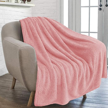 furrybaby Dog Blanket Soft Dog Blankets for Large Dogs Puppy Essentials Washable Fluffy Sherpa Fleece Cat Blanket 32x40 Inches for Bed Furniture Couch Sofa (Double-Layer Medium,Pink)