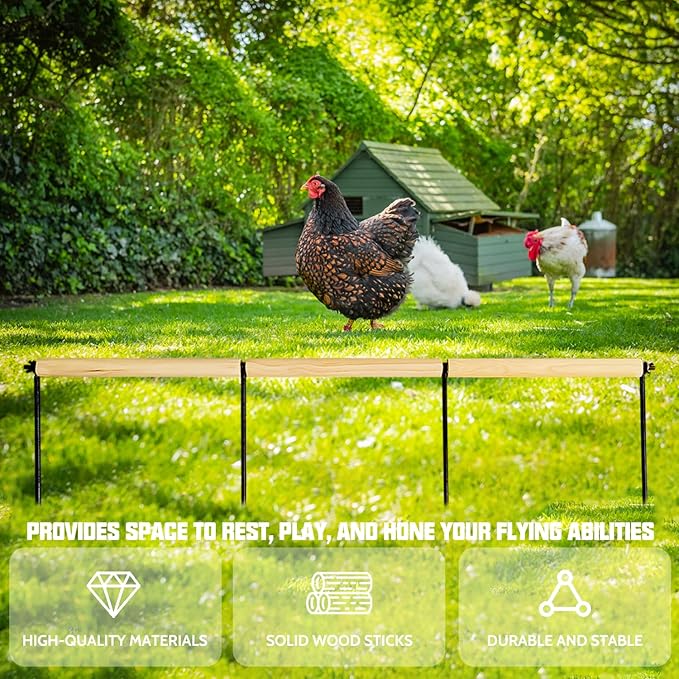 2 PCS Chicken Toys,Extra Long Chicken Perch Toys,Woodern Chickens Roosts and Perches Stand Training Perch for Poultry Rooster Chicks Large Bird Chicks Parrot, 44.88 Long (Natural Wood Color)