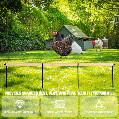 2 PCS Chicken Toys,Extra Long Chicken Perch Toys,Woodern Chickens Roosts and Perches Stand Training Perch for Poultry Rooster Chicks Large Bird Chicks Parrot, 44.88 Long (Natural Wood Color)