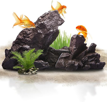 Large Aquarium Rock Decor  Natural Resin Rock Formation for Fish Tank, Ideal Aquarium Rocks Aquascaping Decor for Aquascaping & Tank Landscaping