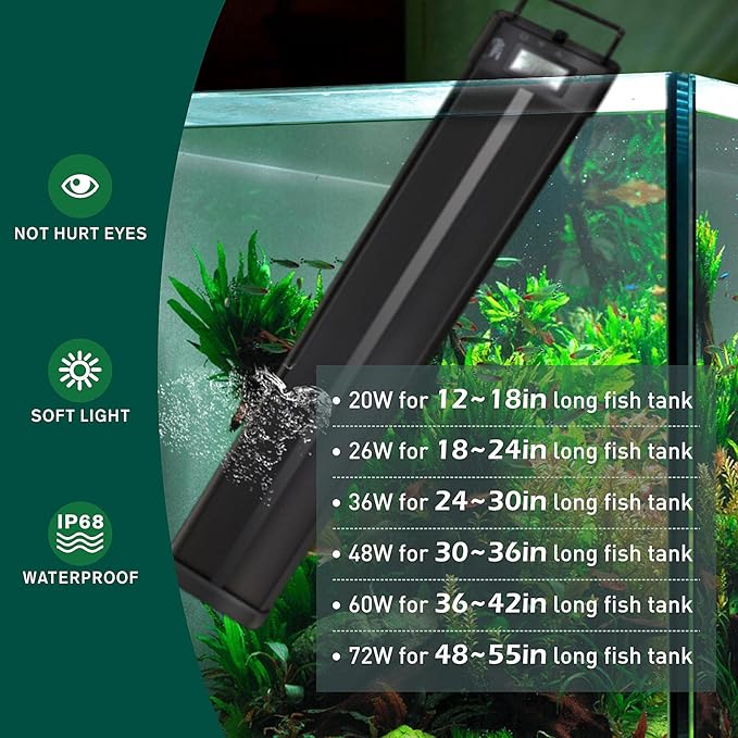hygger Aquarium Programmable LED Light, for 48~55in Long Full Spectrum Plant Fish Tank Light with LCD Setting Display, 7 Colors, Sunrise Sunset Moon and DIY Mode, for Novices Advanced Players
