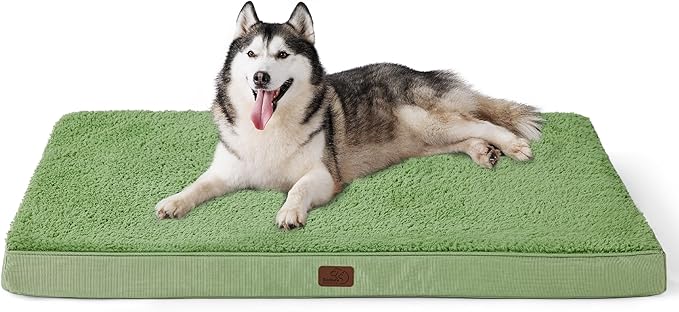 Bedsure Extra Large Dog Bed for Large Dogs - Jumbo Orthopedic Waterproof Dog Beds with Removable Washable Cover, Egg Foam Pet Bed Mat Green