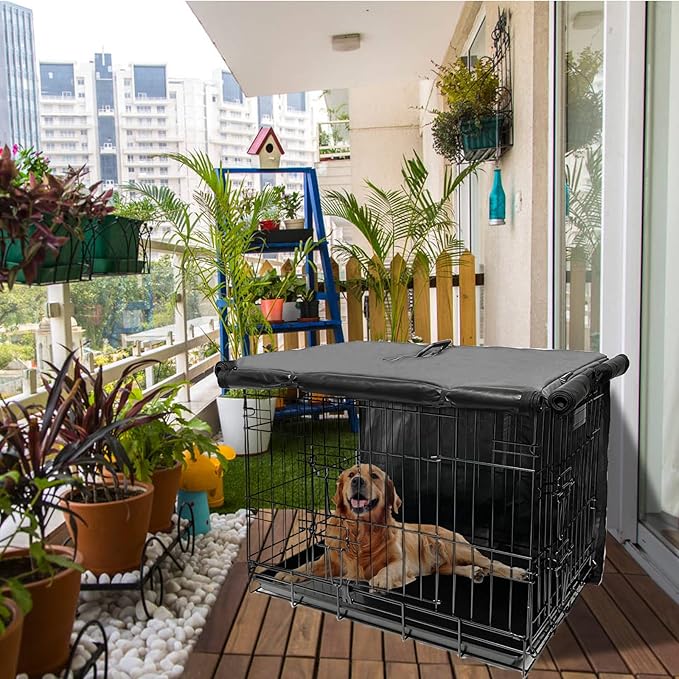 36 Inch Dog Crate Cover,Pet Kennel Cover for Wire Large Dog Cage with1 2 3 Doors. Durable Waterproof 600D Oxford Fabric Indoor/Outdoor Gray
