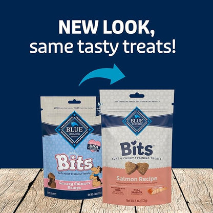 Blue Buffalo Bits Soft Dog Treats for Training, Made with Natural Ingredients & Enhanced with DHA, Salmon Recipe, 4-oz Bag
