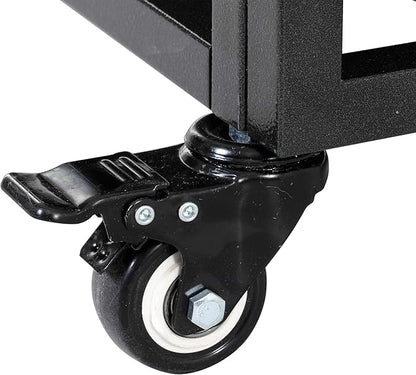 52inch Metal Heavy Duty Dog Cage with Door and Roof Doors of 2 Patent Latches,Pet Crate Doggy Kennel,w/ 2 Plastic Pans & 4 Lockable Caster Wheels,for Large or Medium Size Pets,Black