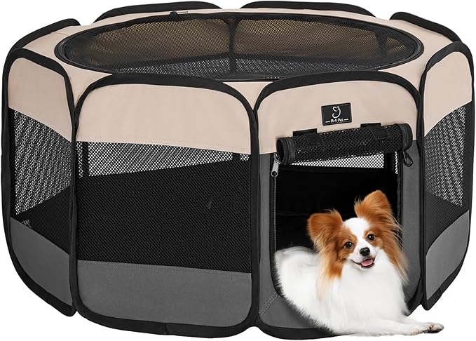 A4Pet Portable Kitten Playpen for Cats, 27" Foldable Pet Playpen for Puppy/Cat/Rabbit/Chick, with Removable Zipper Top & Mesh Panel(11_ _ 7.5_)
