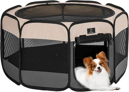 A4Pet Portable Kitten Playpen for Cats, 27" Foldable Pet Playpen for Puppy/Cat/Rabbit/Chick, with Removable Zipper Top & Mesh Panel(11_ _ 7.5_)