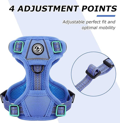 Dog Harness Small Sized Dog, No Pull Pet Harness with 2 Leash Clips, Adjustable Soft Padded Dog Vest Harnesses, Reflective No-Choke Pet Oxford Vest