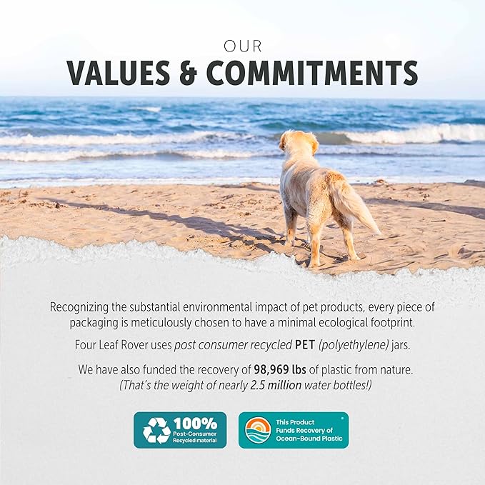 Four Leaf Rover Hip & Joint - Mobility & Joint Support with Glucosamine and Chondroitin for Dogs, 2.4 oz - 22 to 60 Day Supply, Depending on Dog_ Weight - Vet Formulated - Easy to Mix - Delicious