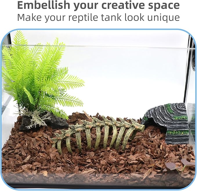 Aquarium Skull Animal Skeletons, Reptile Tank Accessories, Fish Tank Decorations for Amphibians, Betta Fish, Shrimp, Hermit Crab, Leopard Gecko