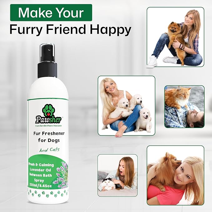 Premium Fur Freshener | Dog Spray & Deodorizer Perfume | Refreshing & Calming Lavender Scent for in Between Baths | Odor Eliminating for Dogs & Cats | 8.45 oz