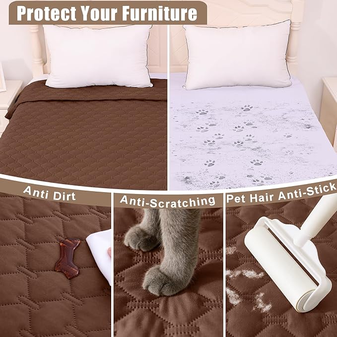 Smiry Waterproof Dog Blanket, Soft Dog Bed Cover Pet Blanket, Reversible Couch Cover for Dogs Washable, Pet Couch Covers for Sofa Furniture Protector for Puppy Cat (82x82 Inch, Brown/Chocolate)