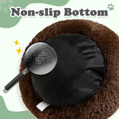 JOLLYVOGUE Dog Beds, Calming Small Dog Bed, Anti-Anxiety Dog Bed for Small Dogs, Fluffy Donut Dog Bed, Cozy Dog Cat Cushion Bed for Small Medium Dogs (24")