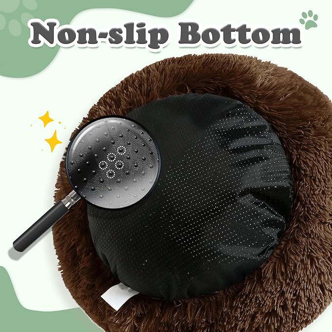 JOLLYVOGUE Dog Beds, Calming Small Dog Bed, Anti-Anxiety Dog Bed for Small Dogs, Fluffy Donut Dog Bed, Cozy Dog Cat Cushion Bed for Small Medium Dogs and Cats (20")
